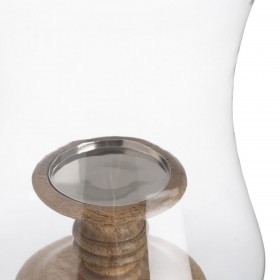 Portacandele Naturale Legno Cristallo 20 x 20 x 57 cm
