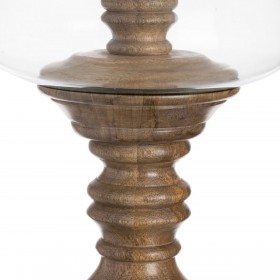 Portacandele Naturale Legno Cristallo 20 x 20 x 57 cm