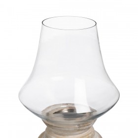 Portacandele Bianco Legno Cristallo 33 x 33 x 43 cm