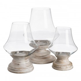 Portacandele Bianco Legno Cristallo 28 x 28 x 38 cm