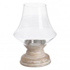 Portacandele Bianco Legno Cristallo 23 x 23 x 34 cm