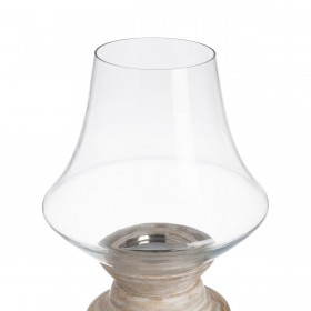 Portacandele Bianco Legno Cristallo 23 x 23 x 34 cm