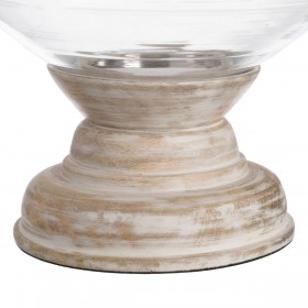 Portacandele Bianco Legno Cristallo 23 x 23 x 34 cm