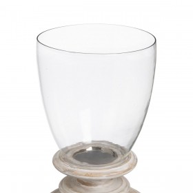 Portacandele Bianco Legno Cristallo 28 x 28 x 43 cm