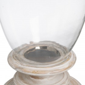 Portacandele Bianco Legno Cristallo 28 x 28 x 43 cm