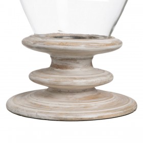 Portacandele Bianco Legno Cristallo 28 x 28 x 43 cm