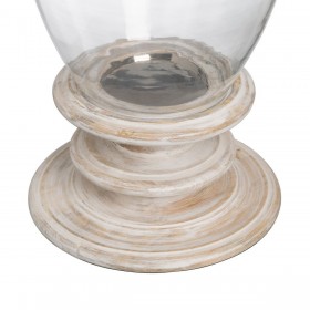 Portacandele Bianco Legno Cristallo 28 x 28 x 43 cm