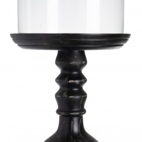Portacandele Nero Legno Cristallo 23 x 23 x 58 cm