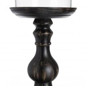 Portacandele Nero Legno Cristallo 18 x 18 x 47 cm