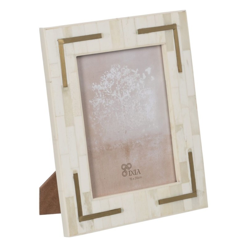 Cornice Portafoto Crema Dorato Resina Rame 15 x 20 cm 22 x 1,5 x 27 cm