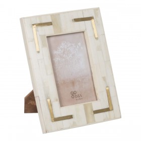 Cornice Portafoto Crema Dorato Resina Rame 10 x 15 cm 17 x 1,5 x 22 cm