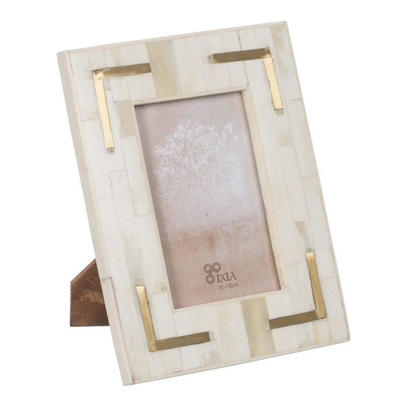 Cornice Portafoto Crema Dorato Resina Rame 10 x 15 cm 17 x 1,5 x 22 cm