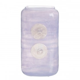 Vaso Azzurro Bianco Resina Cristallo 17 x 9 x 34 cm
