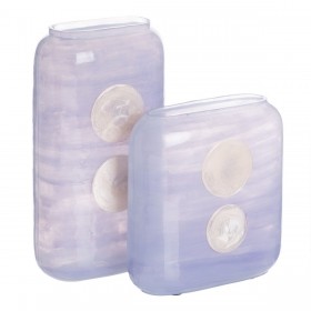 Vaso Azzurro Bianco Resina Cristallo 22 x 10 x 24 cm