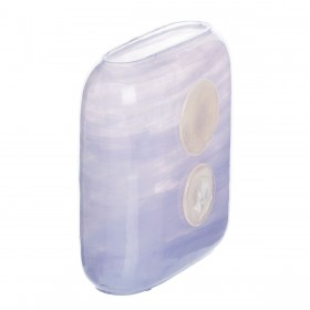 Vaso Azzurro Bianco Resina Cristallo 22 x 10 x 24 cm