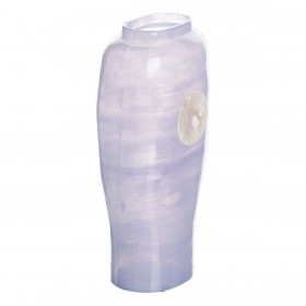 Vaso Azzurro Bianco Resina Cristallo 15 x 9 x 31 cm