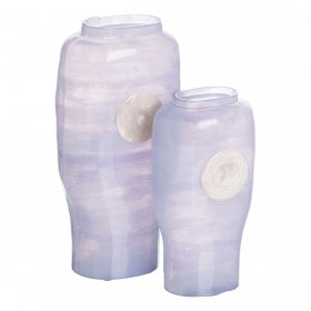 Vaso Azzurro Bianco Resina Cristallo 12 x 9 x 25 cm