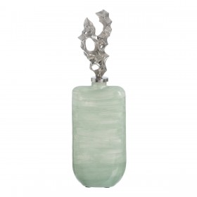 Bottiglia Verde Argentato Alluminio Cristallo 16 x 9 x 54 cm Decorativa