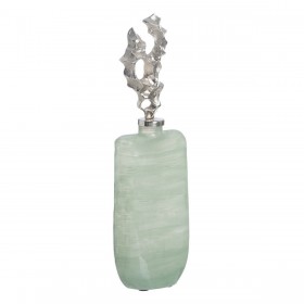 Bottiglia Verde Argentato Alluminio Cristallo 16 x 9 x 54 cm Decorativa