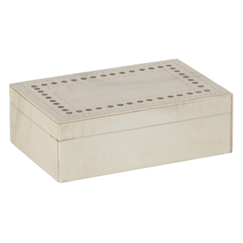 Scatola Decorativa Crema Dorato Resina Rame 23 x 15 x 8 cm