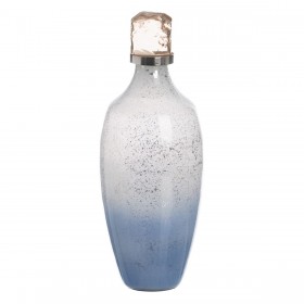 Bottiglia Azzurro Argentato Resina Cristallo 12 x 12 x 33 cm Decorativa