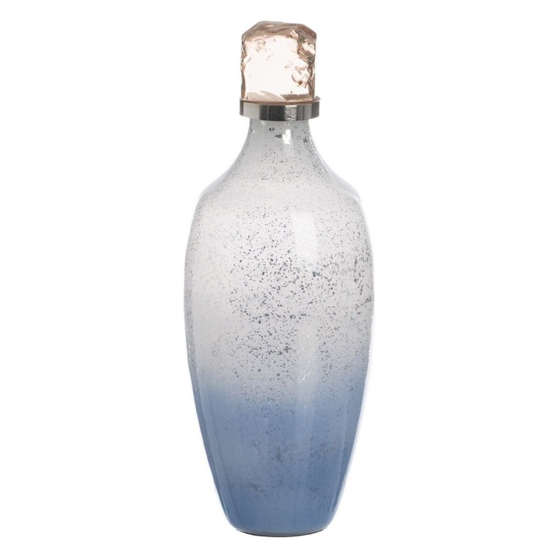 Bottiglia Azzurro Argentato Resina Cristallo 12 x 12 x 33 cm Decorativa