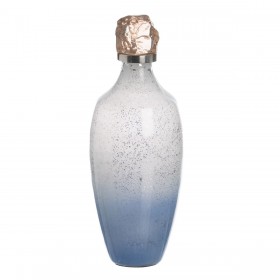 Bottiglia Azzurro Argentato Resina Cristallo 12 x 12 x 33 cm Decorativa