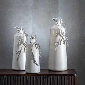 Bottiglia Beige Argentato Alluminio Cristallo 17 x 16 x 44 cm Decorativa