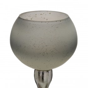 Portacandele Grigio Argentato Alluminio Cristallo 11 x 11 x 56 cm