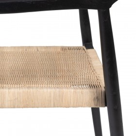 Sedia da Sala da Pranzo Nero Naturale Rattan teak 59 x 58 x 76,5 cm