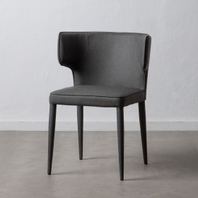 Sedia da Sala da Pranzo Grigio Ecopelle Legno Metallo 58 x 58 x 81,5 cm