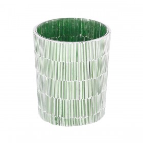 Portacandele Verde Cristallo Cemento 10 x 10 x 13 cm