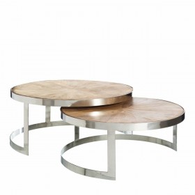 Tavolino da Caffè Argentato Naturale 100 x 100 x 45 cm (2 Unità)