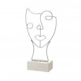 Statua Decorativa Bianco Argentato Ceramica Ferro 18,5 x 8 x 34,3 cm