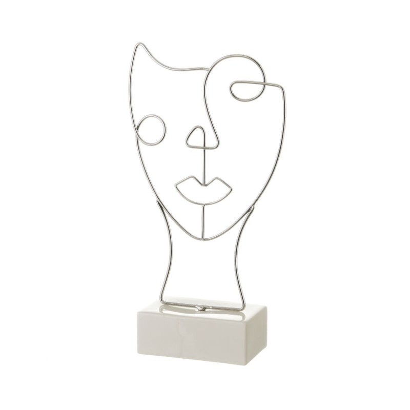 Statua Decorativa Bianco Argentato Ceramica Ferro 18,5 x 8 x 34,3 cm