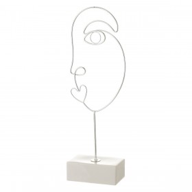 Statua Decorativa Bianco Argentato Ceramica Ferro 15,7 x 8 x 42,9 cm