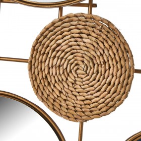 Decorazione da Parete Dorato Naturale Ferro Specchio Fibra naturale 75 x 5 x 74 cm