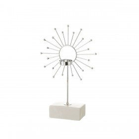 Portacandele Bianco Argentato Ceramica Ferro 18,4 x 8,4 x 29,1 cm