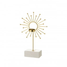 Portacandele Bianco Dorato Ceramica Ferro 18,4 x 8,4 x 29,1 cm