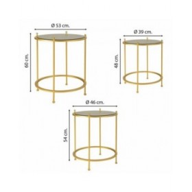 Set di 3 tavoli Alexandra House Living Oro 53 x 60 x 53 cm