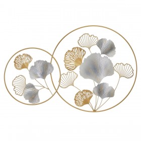 Decorazione da Parete Dorato Argentato Ferro Fiori 100 x 4 x 66 cm