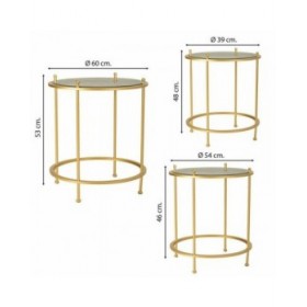Set di 3 tavoli Alexandra House Living Oro 53 x 60 x 53 cm