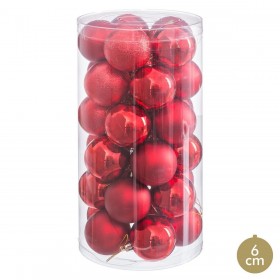 Palle di Natale Rosso Plastica Ø 6 cm (30 Unità)