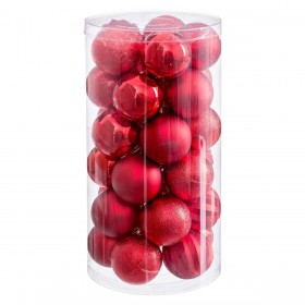 Palle di Natale Rosso Plastica Ø 6 cm (30 Unità)