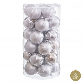 Palle di Natale Argentato Plastica Ø 6 cm (30 Unità)