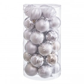 Palle di Natale Argentato Plastica Ø 6 cm (30 Unità)