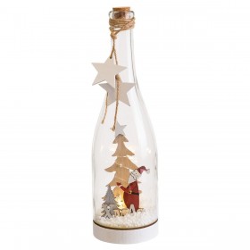 Decorazione Natalizia Multicolore Babbo Natale Bottiglia 8,3 x 8,3 x 28,5 cm