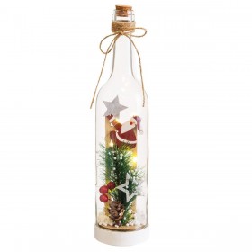 Decorazione Natalizia Multicolore Babbo Natale Bottiglia 7,2 x 7,2 x 32 cm