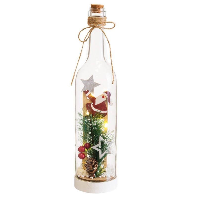 Decorazione Natalizia Multicolore Babbo Natale Bottiglia 7,2 x 7,2 x 32 cm
