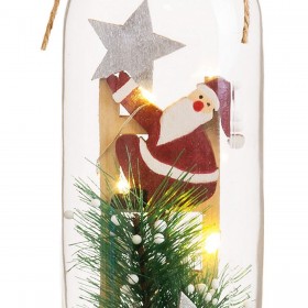 Decorazione Natalizia Multicolore Babbo Natale Bottiglia 7,2 x 7,2 x 32 cm